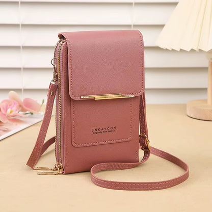 Bolso Crazy Bag de moda con pantalla táctil y cierre para teléfono móvil, para mujer, con tarjetero, bandolera.