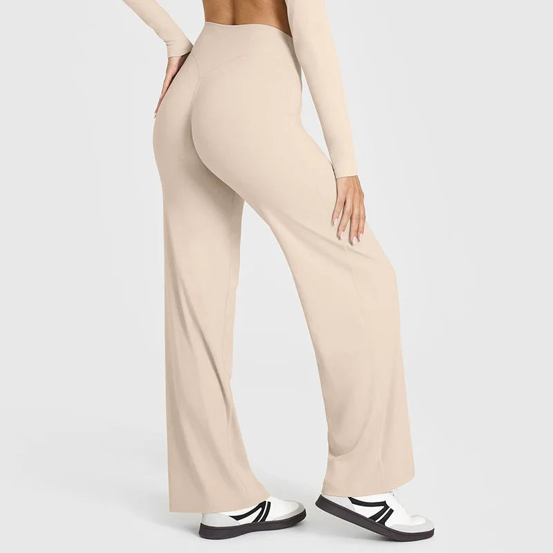 Straight-Leg Pants Ultra Soft Butter Fabric Women'S Mid-Waist Yoga Pants GYM Naked Feel Pilates Running Sport Trousers