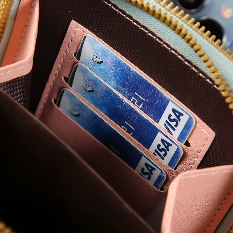Bolso Crazy Bag de moda con pantalla táctil y cierre para teléfono móvil, para mujer, con tarjetero, bandolera.