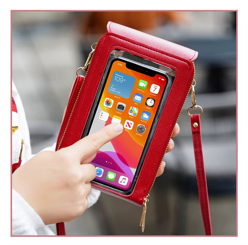 Bolso Crazy Bag de moda con pantalla táctil y cierre para teléfono móvil, para mujer, con tarjetero, bandolera.